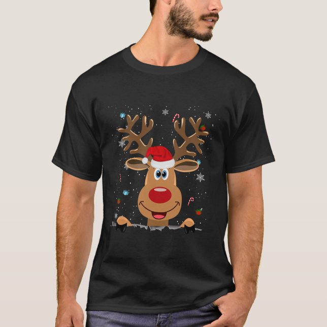 Rudolph Red Nose Reindeer Santa Christmas T-Shirt (Vorderseite)