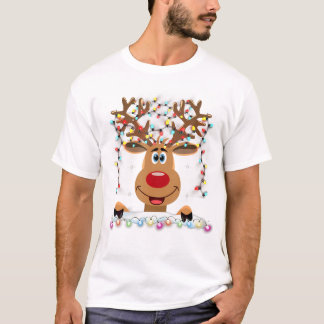 Rudolph Red Nose Reindeer T - Shirt Santa Christma