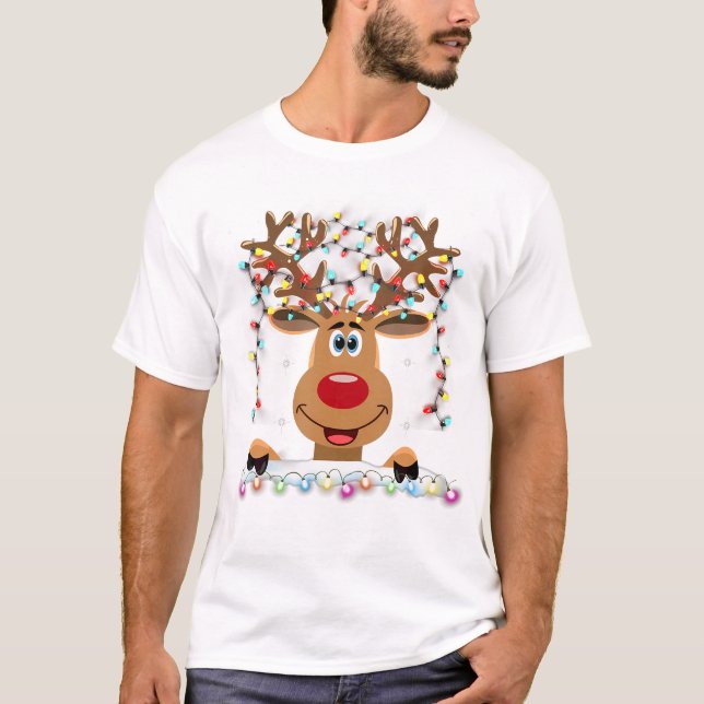 Rudolph Red Nose Reindeer T - Shirt Santa Christma (Vorderseite)
