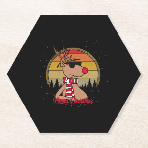 Rudolph Red Nose Reindeer Vintag Sunset Christmas Untersetzer