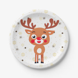 Rudolph Red Nose Rentier Papierplatte Pappteller