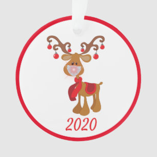 Rudolph Reindeer mit Gesichtsmaske 2020 Quarantine Ornament