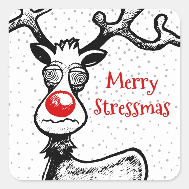 Rudolph Reindeer Quadratischer Aufkleber (Vorderseite)