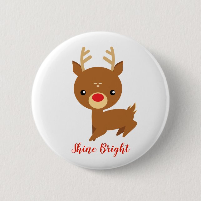 Rudolph-Ren-Weihnachten Button (Vorderseite)