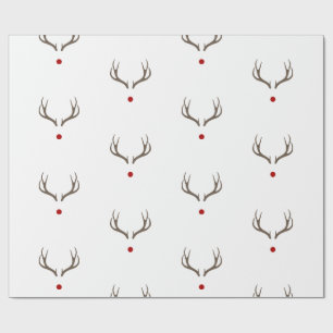 Rudolph Rentier Antlers Red Nose Shiny Holiday Geschenkpapier