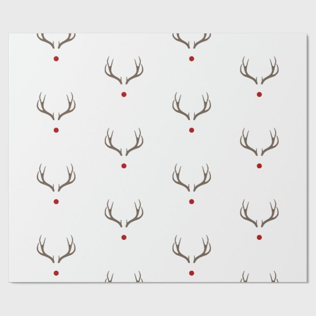 Rudolph Rentier Antlers Red Nose Shiny Holiday Geschenkpapier (Flach)