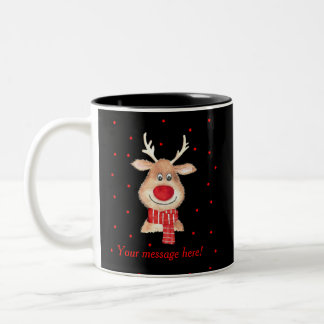 Rudolph Rentiere in Aquarell personalisiert Zweifarbige Tasse