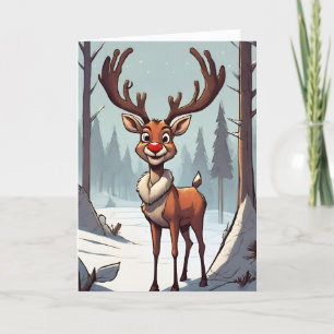 Rudolph Retro Concept Art Falted Holiday Card Feiertagskarte