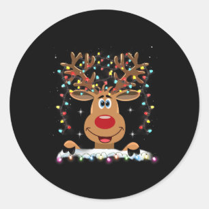Rudolph Rotnase Rentier Santa Weihnachten 1  Runder Aufkleber
