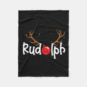 Rudolph Rotnase Rentier Weihnachtsspaß 1  Fleecedecke