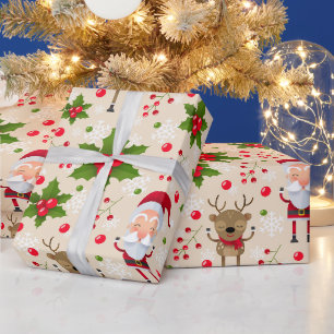Rudolph Santa Snowman Weihnachtswrapping Paper Geschenkpapier