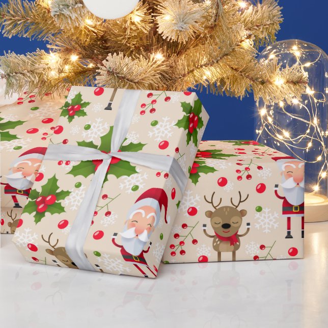 Rudolph Santa Snowman Weihnachtswrapping Paper Geschenkpapier (Feiertage)