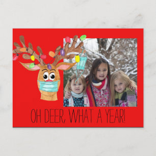 Rudolph the Face Masked Reindeer Foto Card Postkarte