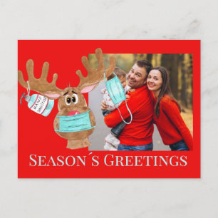 Rudolph the Face Masked Reindeer Foto Card Postkarte