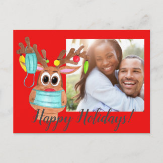 Rudolph the Face Masked Reindeer Foto Card Postkarte