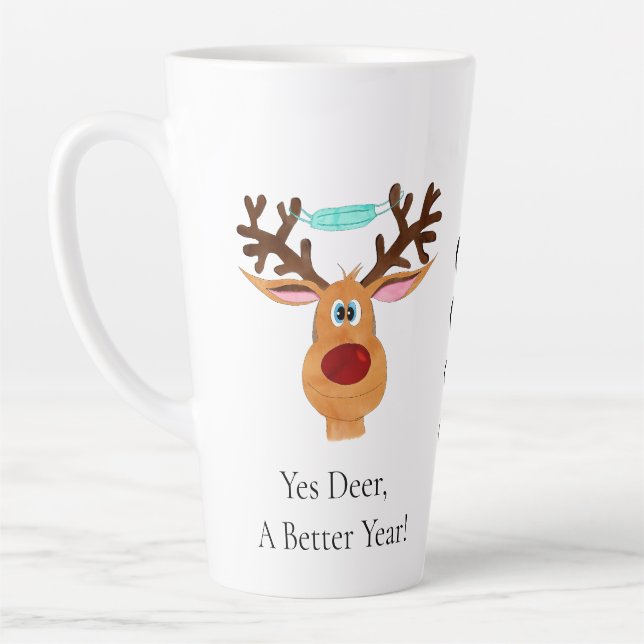 Rudolph the Face Masked Reindeer Latte Tasse (Links)