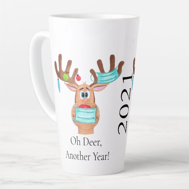 Rudolph the Face Masked Reindeer Latte Tasse (Linke Ecke)