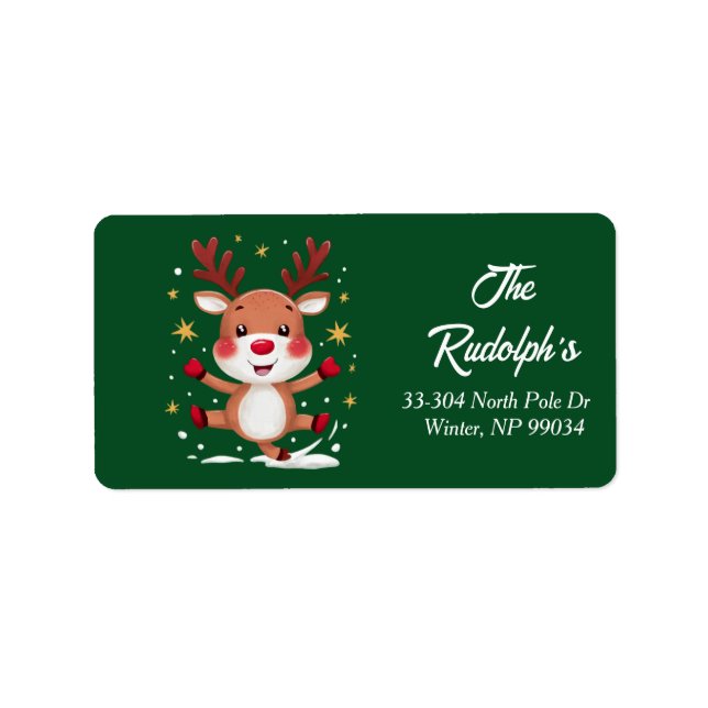 Rudolph the Red Nose Rentier Return Address Label Adressaufkleber (Vorne)