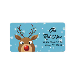 Rudolph the Red Nose Rentier Return Address Label Adressaufkleber