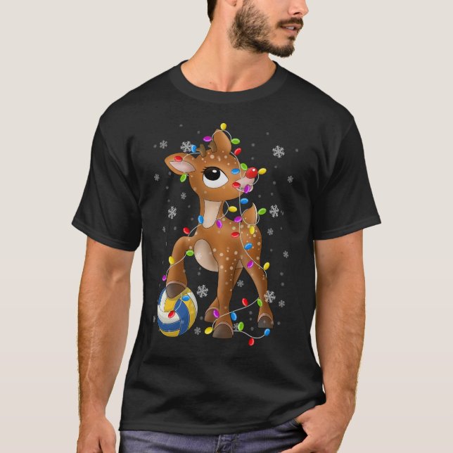 Rudolph The Red Nose Rentier Volleyball Weihnachte T-Shirt (Vorderseite)