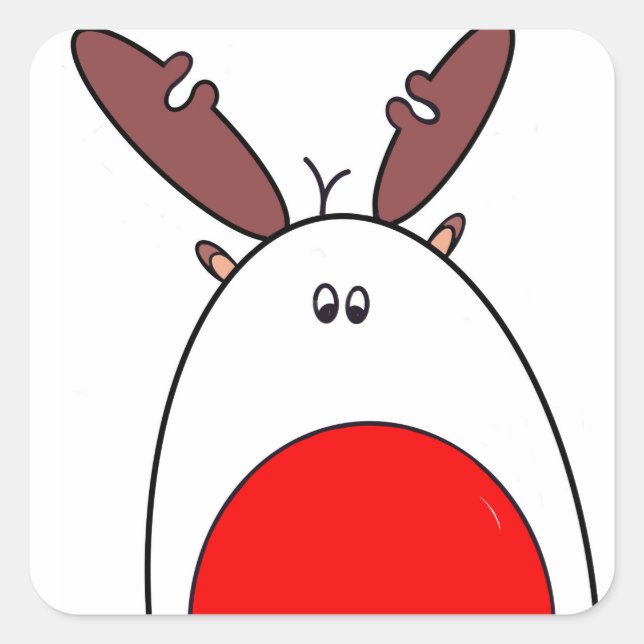 Rudolph the Red Nose Rentier Weihnachtssticker Quadratischer Aufkleber (Vorderseite)