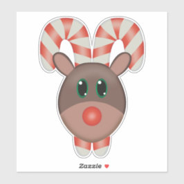 Rudolph the Red-Nosed Rentier Candy Cane Aufkleber
