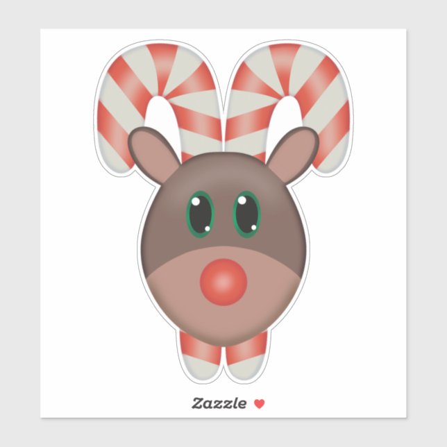 Rudolph the Red-Nosed Rentier Candy Cane Aufkleber (Blatt)