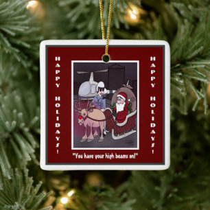 Rudolph The Red Nosed Square Keramik Ornament