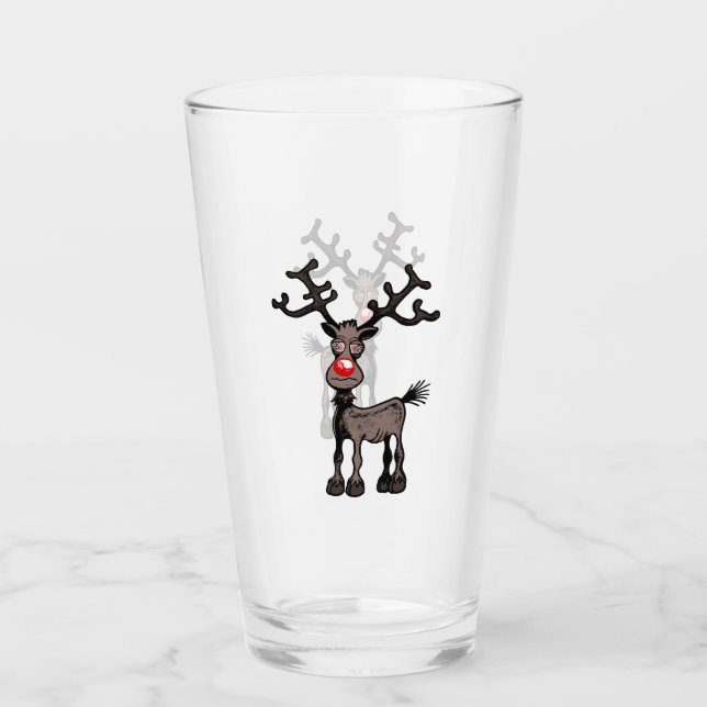Rudolph the Reindeer on a Glass Tumbler (Vorderseite)