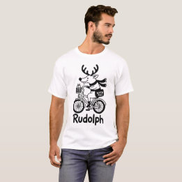 Rudolph The Reindeer Riding a Bike T-Shirt