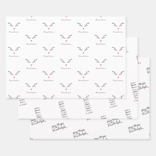 Rudolph Themed Wrapping Paper Geschenkpapier Set (Set)