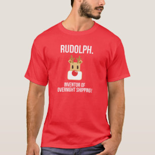 Rudolph Übernachtung Lieferung dunkle Farbe Weihn T-Shirt