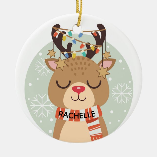 Rudolph und Lights Keramik Ornament (Vorne)