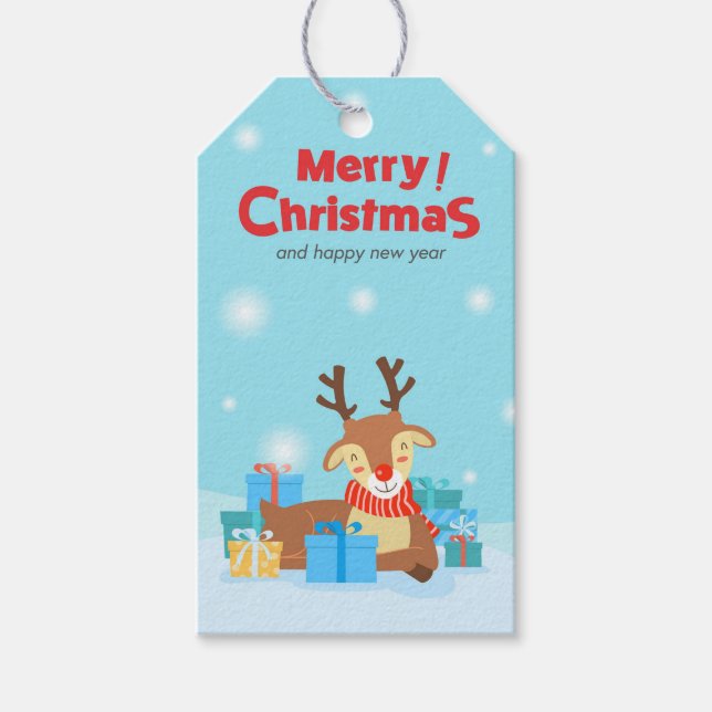 Rudolph und Presents Geschenkanhänger (Vorderseite)