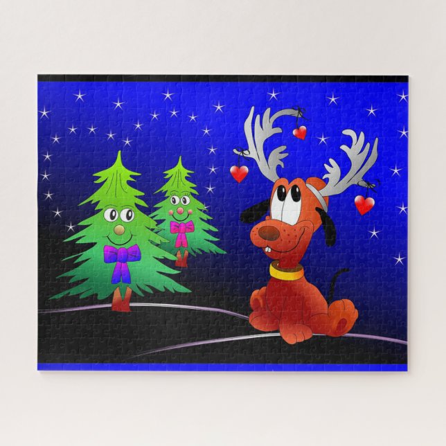 Rudolph und Weihnachtsbaumen Puzzle (Horizontal)