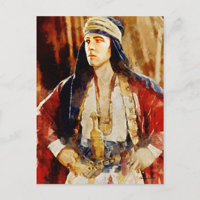 Rudolph Valentino als Scheich Art Postcard Postkarte (Vorderseite)