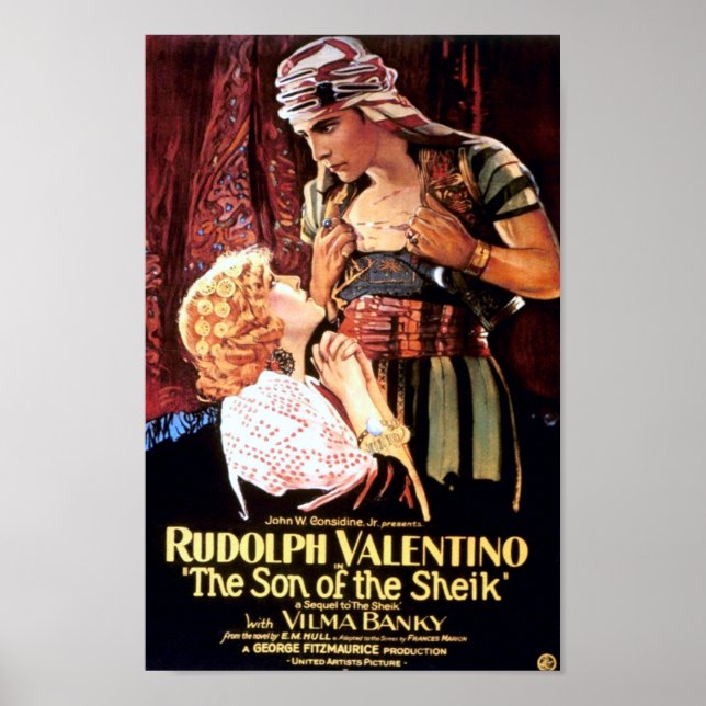 Rudolph Valentino in "Der Sohn des Scheich" Poster (Vorne)