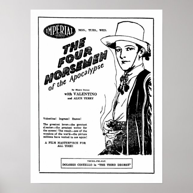 Rudolph Valentino Vier Pferde Apokalypse und Poster (Vorne)