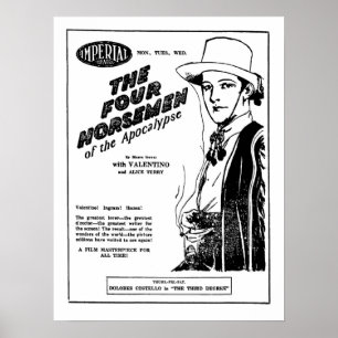 Rudolph Valentino vier Reiter Apokalypseanzeige Poster