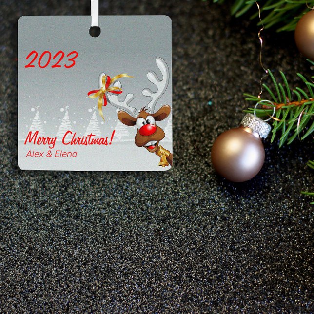Rudolph Weihnachtsbaum Schnee Metal Square Ornamen Ornament Aus Metall (Von Creator hochgeladen)