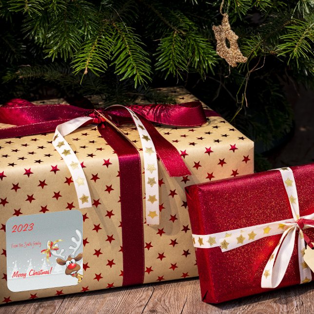 Rudolph Weihnachtsbaumschnee Quadratischer Aufkleber (Von Creator hochgeladen)