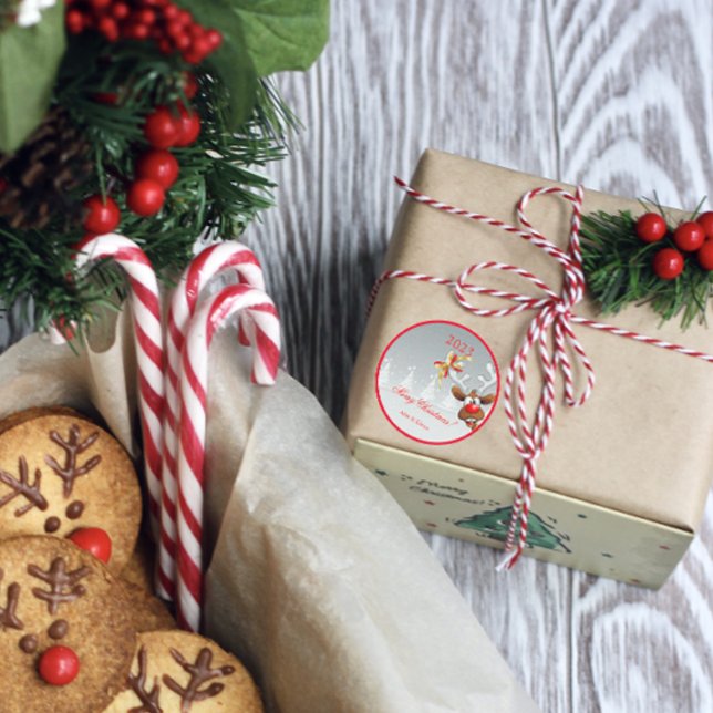 Rudolph Weihnachtsbaumschnee Runder Aufkleber (Von Creator hochgeladen)