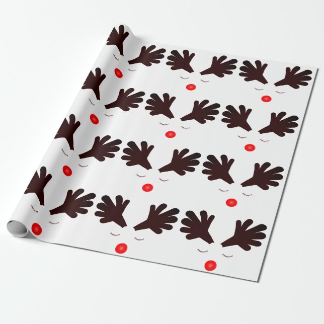 Rudolph White Wrapping Paper Geschenkpapier (Ungerollt)