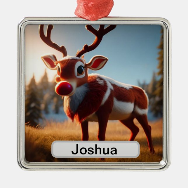 Rudolphs Personalisiertes Urlaubsabenteuer: Boys C Ornament Aus Metall (Vorne)