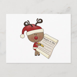 Rudy Reindeer Naughty oder Nic Postkarte