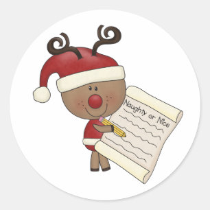 Rudy Reindeer Naughty oder Nic Runder Aufkleber