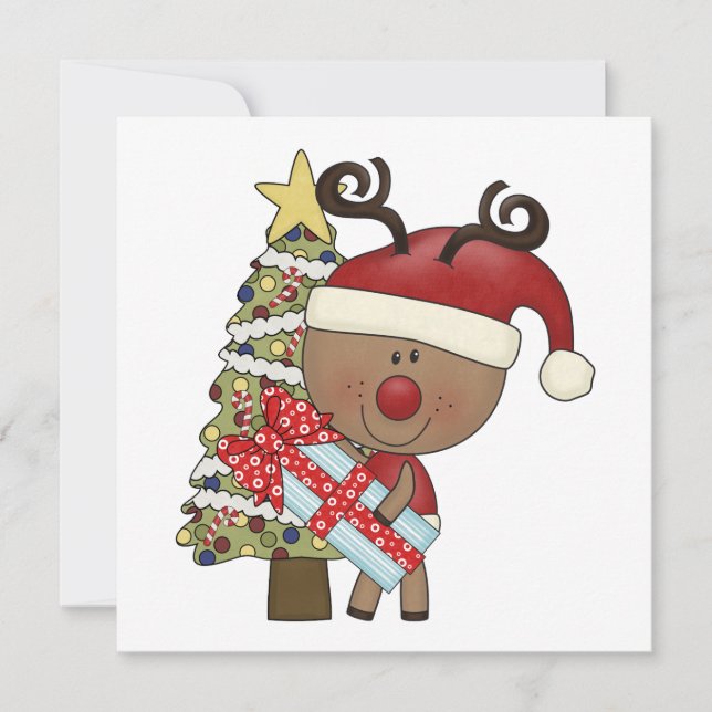 Rudy-Ren-Feiertags-Baum Feiertagskarte (Vorderseite)