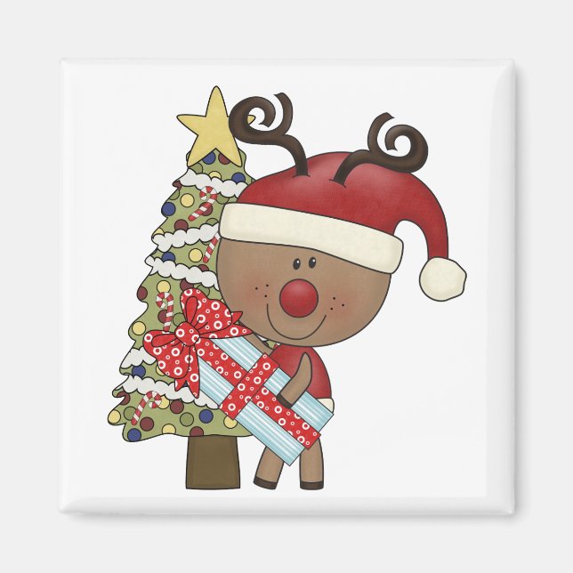 Rudy Rentier-Weihnachtsbaum Magnet (Vorne)
