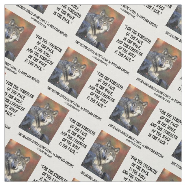 Rudyard Kipling Stärke des Pack-Wolf-Zitats Stoff (Muster)
