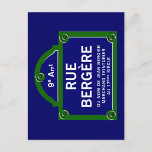 Rue Bergere, Pariser Straßenzeichen Postkarte